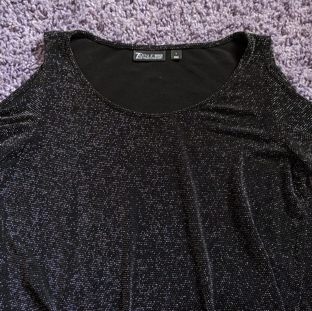 New York & Company Cold Shoulder Sparkly Top